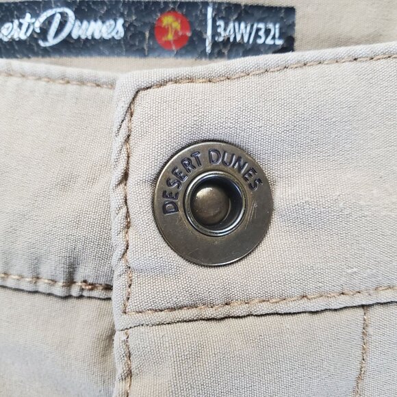 Desert Dunes Pants Mens 34x32 Tan Straight Stretch Nylon Lightweight *Read* - Picture 10 of 13